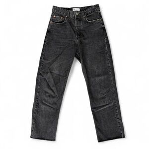 ZARA Jeans Women’s Size 4 Straight Leg High Rise Button Fly Raw Hem